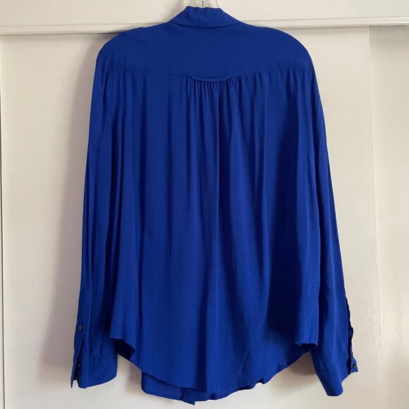 Anthropologie MAEVE Islet Button Down Roll Tab Long Sleeve Shirt Size M Blue - Picture 7 of 14